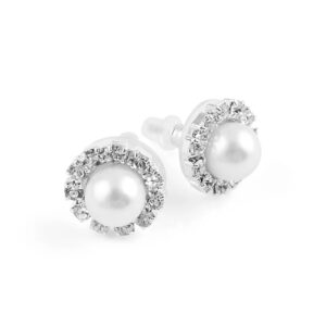 pearl rosette earrings front view