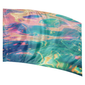 colorful light refractions through water printed on a poly china silk color guard flag